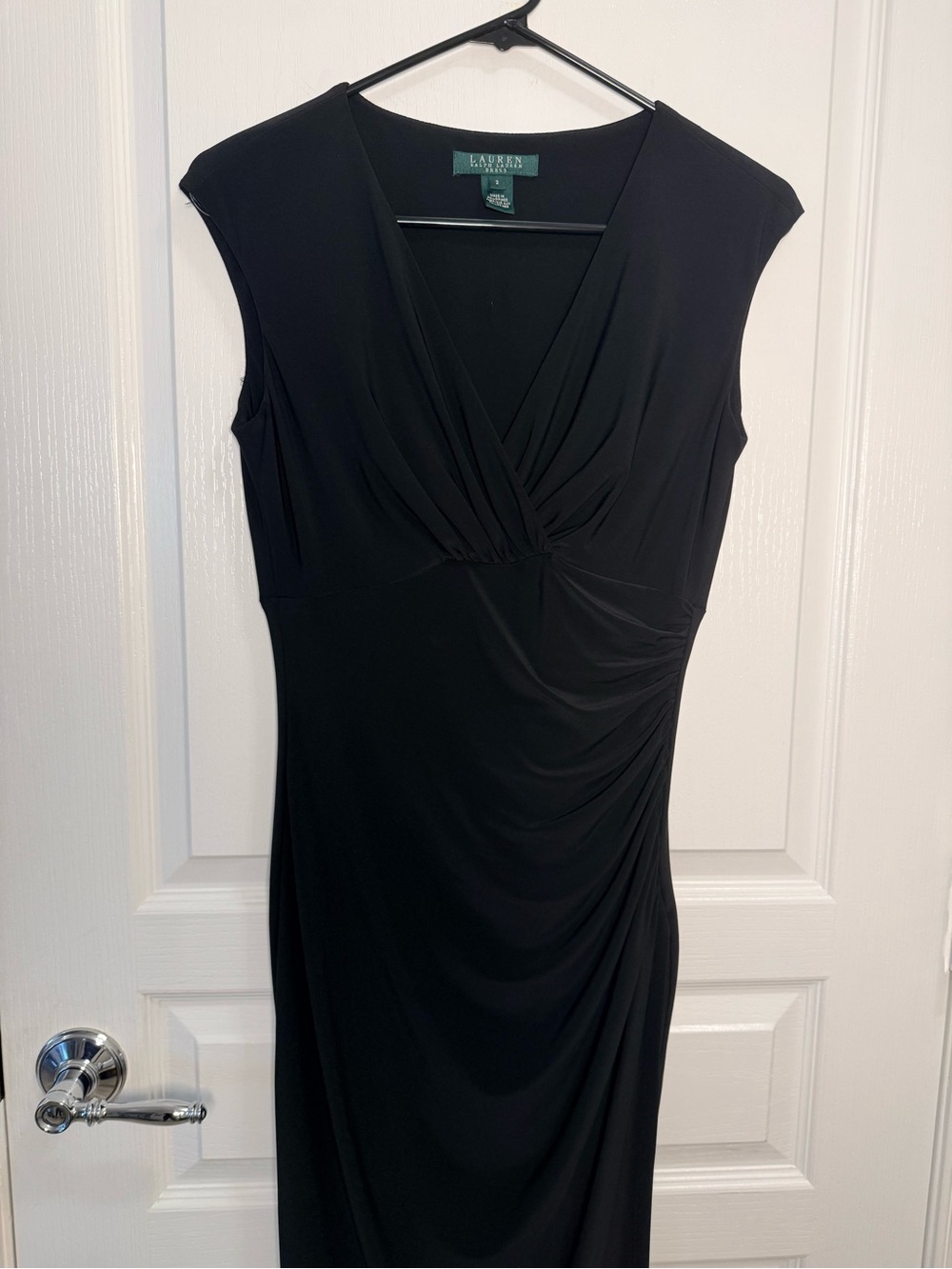 Lauren Ralph Lauren Black Ruched Surplice Sheath Dress Size 2